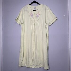 Simply Basic Women XL Pale Green Waffle Knit Button Front House Dress Pockets